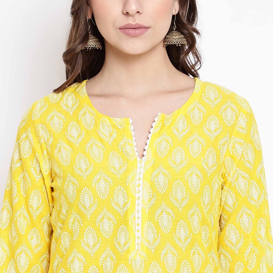 Cotton Straight Kurta, Yellow, large image number null