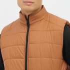 Men's Brown High Neck Sleeveless Puffer Jacket, Brown, small image number null