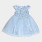 Girls' Light Powder Blue Floral Embroidered Party Wear Frock, Light Blue, small image number null