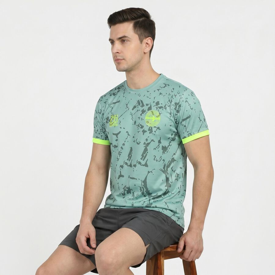 Men's Aqua Round Neck Regular Drifit T-Shirt, Aqua, large