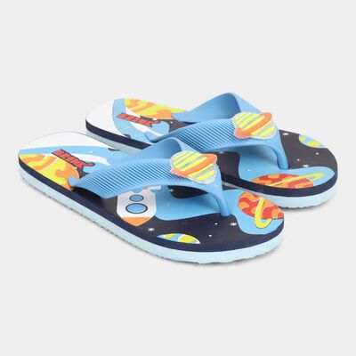 Kids Blue Space Print Flip-Flop Slippers