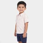Boys Pink Cotton Short Sleeves Collar Shirt, Pink, small
