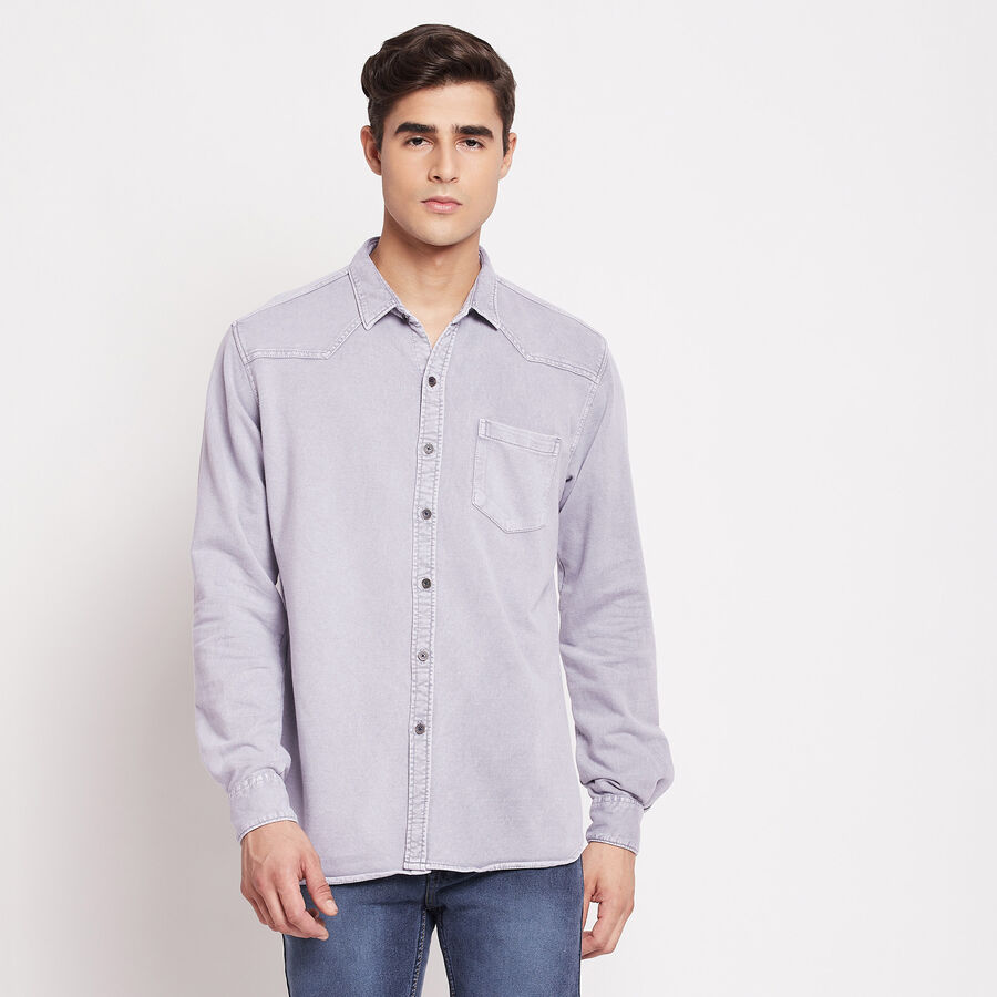 Solid Casual Shirt, Light Grey, large image number null