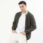 Men's Muted Olive Green Mock Neck Casual Pullover, ओलिव, small image number null