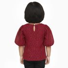 Girls Deep Red Round Neck Romantic T-Shirt, गुलाबी, small image number null