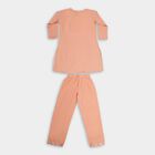 Girls' Soft Peach Embroidered Kurta and Pant Fusion Set, Peach, small image number null