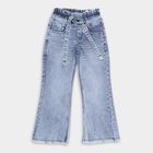 Girls' Light Stonewashed Blue Flared Fit Tie-Up Jeans, Light Blue, small image number null