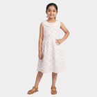 Girls White Floral Printed Fit and Flare Frock, ऑफ व्हाइट, small