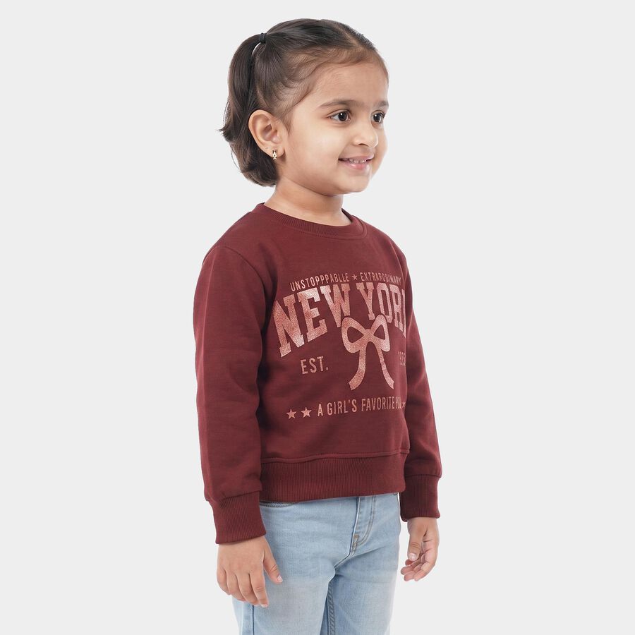 Girls' Wine Crew Neck Pullover Sweatshirt, Wine, large