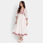 Ladies' Cotton Ethnic Set, Off White, small image number null