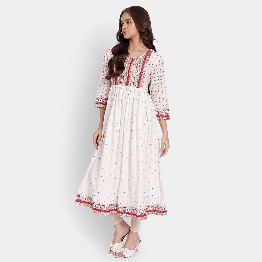 Ladies' Cotton Ethnic Set, Off White, large image number null