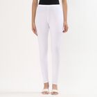 Women's White Slim Fit Solid Churidar, White, small