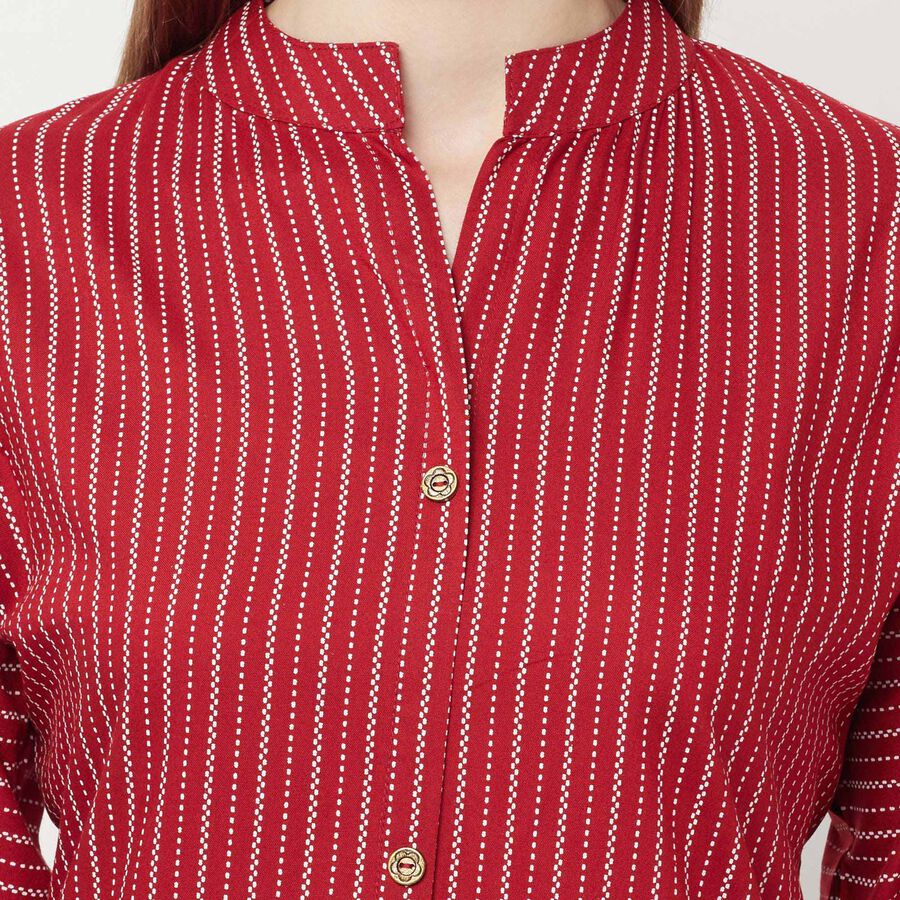 Printed 3/4th Sleeves Kurta, Maroon, large image number null