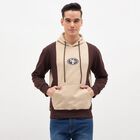 Men's Beige and Brown Hooded Casual Sweatshirt, Beige, small image number null