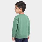 Boys' Green Crew Neck Pullover Sweatshirt, गहरा हरा, small