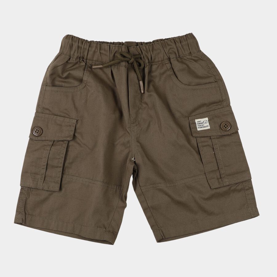 Boys' Olive Cotton Relaxed Fit Bermuda Shorts, Olive, large