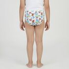 Boys White Regular Fit Printed Briefs, Off White, small