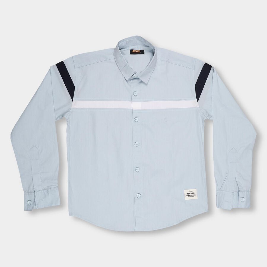 Boys Light Powder Blue Classic Casual Shirt, Light Blue, large image number null
