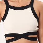 Women's Off-White Mock Neck Minimalist Top, Off White, small