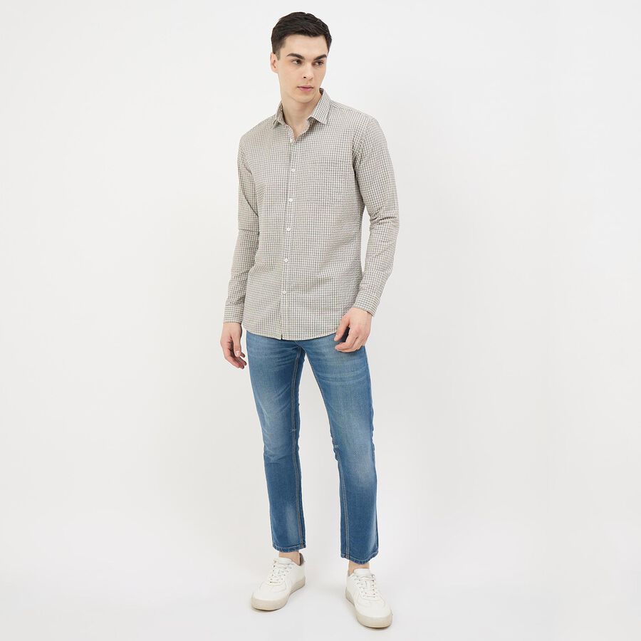 Men's Off-White Cotton Classic Collar Casual Shirt, Off White, large