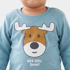 Infants' Teal Blue Round Neck Graphic Baba Suit, Teal Blue, small