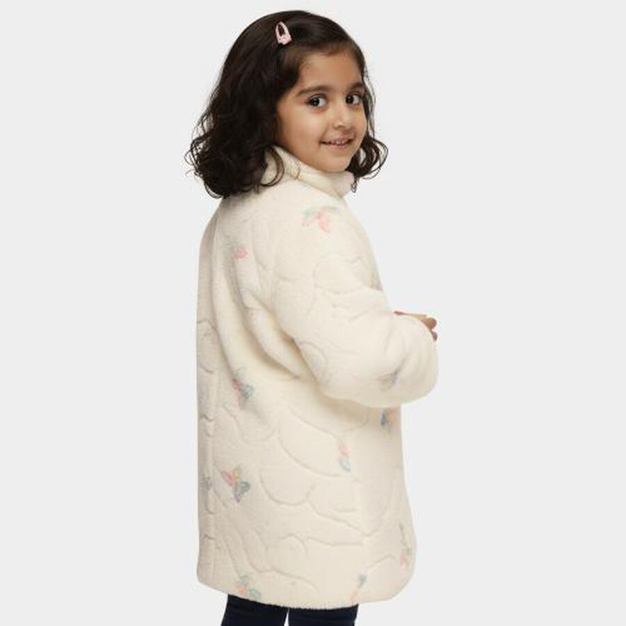 Girls Snow White High Neck Casual Jacket, White, large image number null