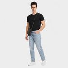 Men's Light Blue Straight Fit Washed Jeans, Ice Blue, small