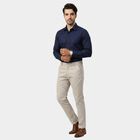 Men's Silver Slim Fit Casual Trousers, सिल्वर, small