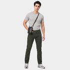 Men's Olive Green Slim Fit Solid Jeans, ओलिव, small