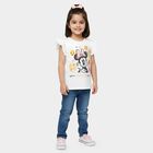 Girls' Off-White Cotton Round Neck Minnie Mouse Printed T-Shirt, ऑफ व्हाइट, small