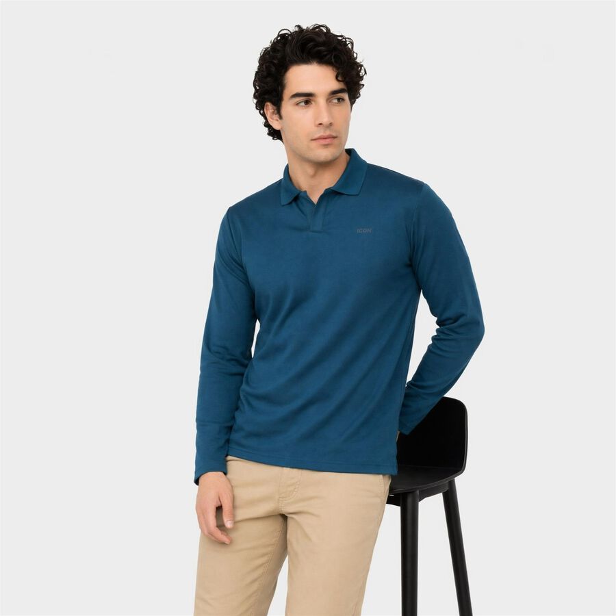 Men Teal Polo Neck Polo T-Shirt, Teal Blue, large