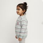 Infants Light Sage Green Crew Neck Striped Pullover, Light Green, small image number null