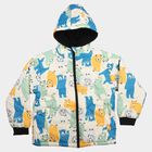 Boys Cream Hooded Puffer Jacket, ऑफ व्हाइट, small