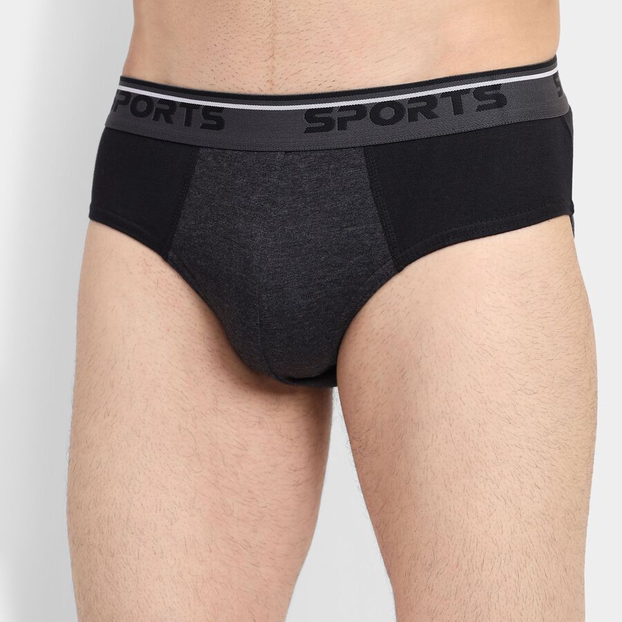 Men's 100% Cotton Briefs, Black, large image number null