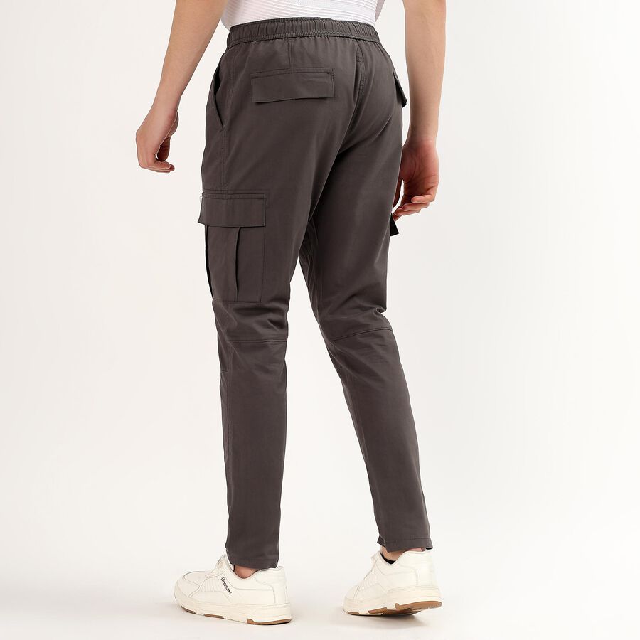 Men's Slim Fit Casual Trousers, Dark Grey, large