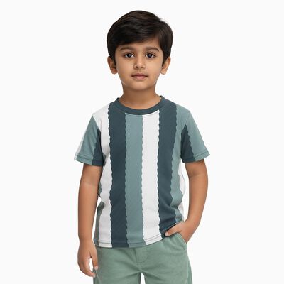 Boys Bright Royal Blue Round Neck Casual Half Sleeve T-Shirt