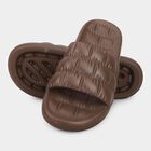 Men's Warm Chocolate Brown Slip-On Slippers, Brown, small