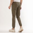 Men's Muted Olive Green Slim Fit Elastic Waist Casual Trousers, हल्का हरा, small image number null