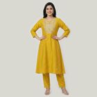 Women's Mustard Embroidered Ethnic Set, Mustard, small