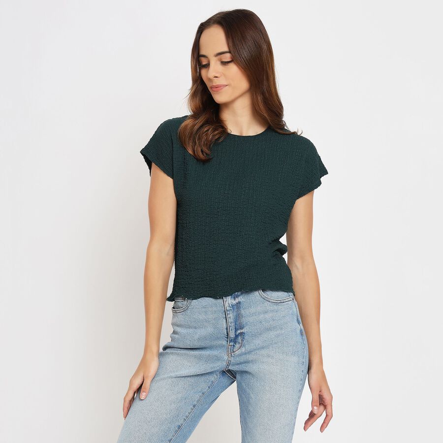 Ladies'  Crop  Top, गहरा हरा, large image number null