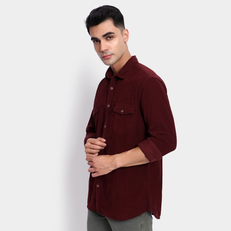 Men's 100% Cotton Casual Shirt, वाइन, large image number null