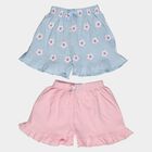 Infants' Multicolour Regular Fit Ruffled Cotton Half Pant Combo, Light Blue, small