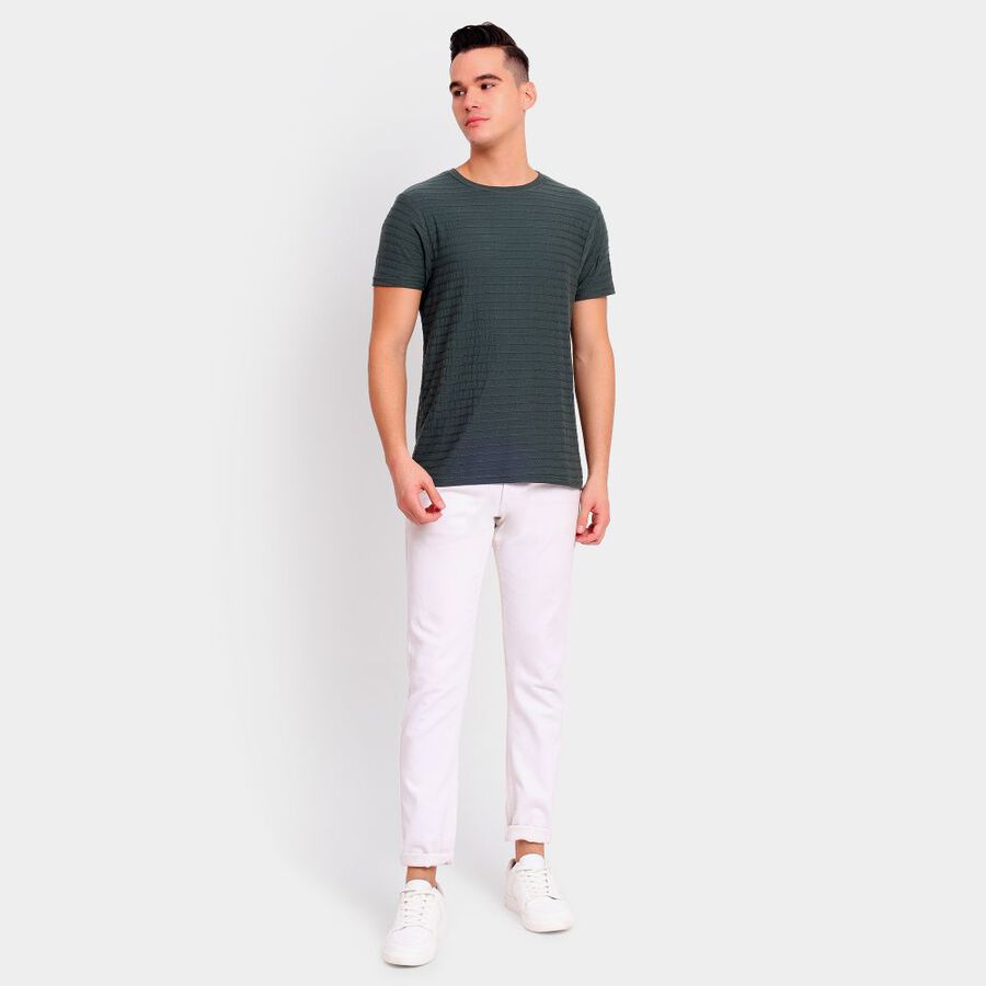 Men's Round Neck Half Sleeves T-Shirt, गहरा हरा, large image number null