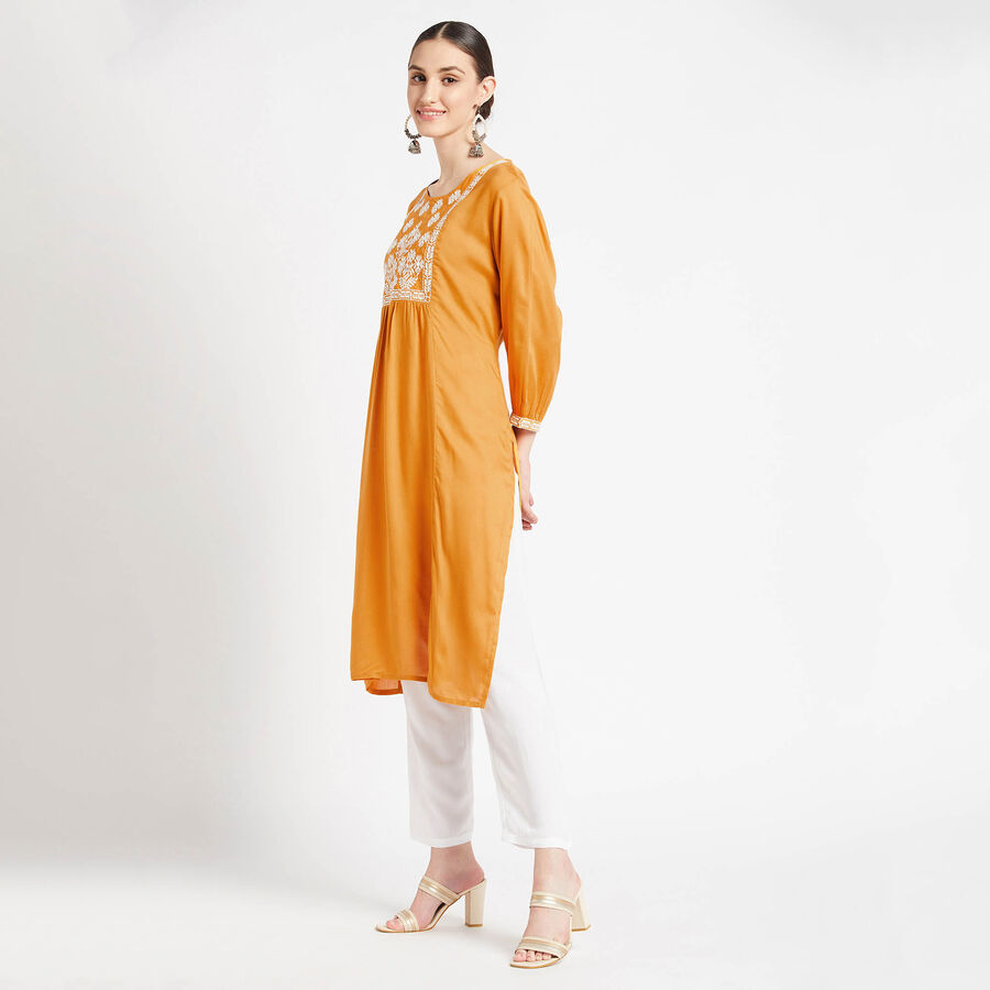 Solid Empire Line Kurta, Mustard, large image number null