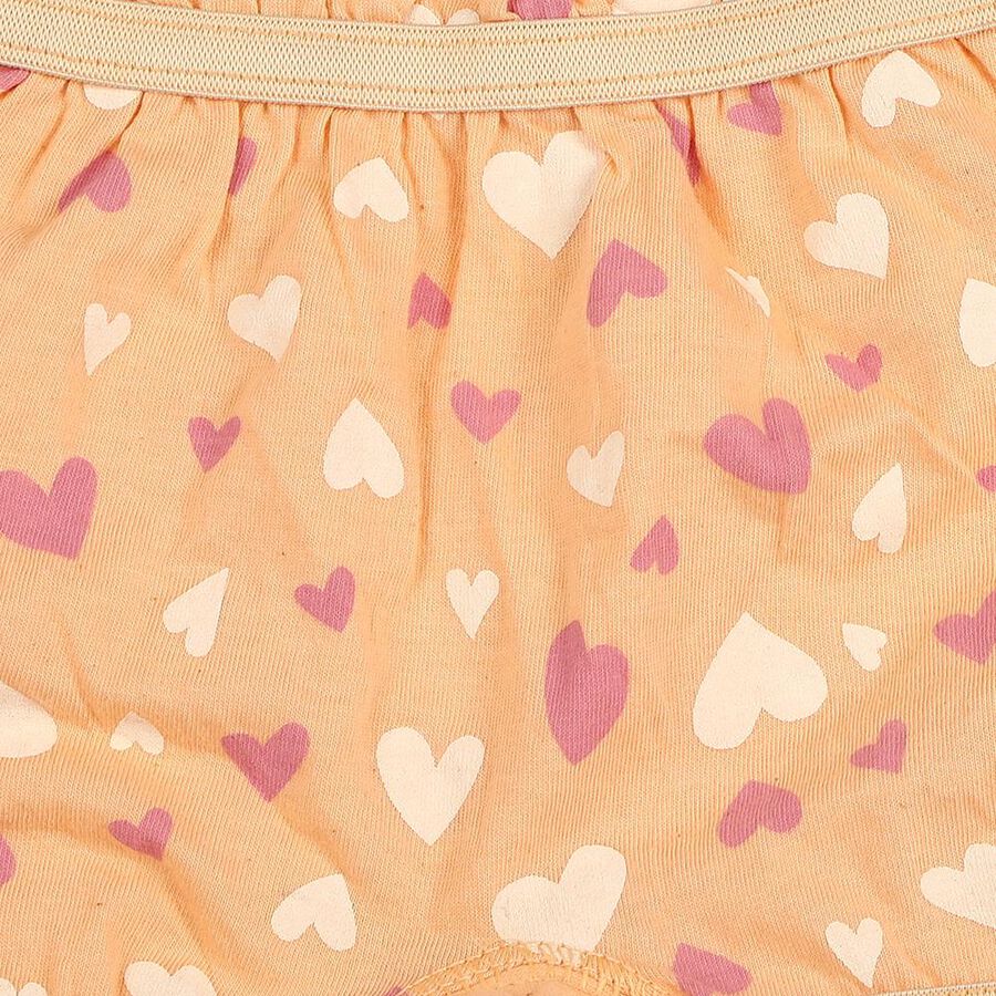 Girls' Peach Regular Fit Heart Print Bloomer, पीच, large