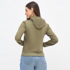 Women's Muted Olive Green Hooded Casual Sweatshirt, ओलिव, small image number null
