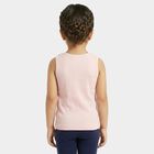 Girls Pink Cotton Round Neck Sleeveless Vest, Pink, small