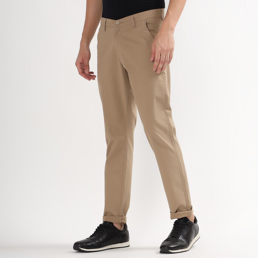 Men's Slim Fit Casual Trousers, Beige, large image number null