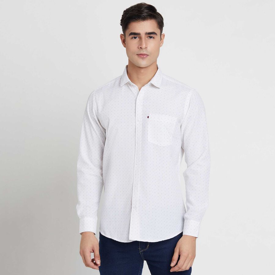 Printed Slim Fit Casual Shirt, White, large image number null