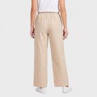 Women Beige Straight Fit Drawstring Waist Track Pants, Beige, small